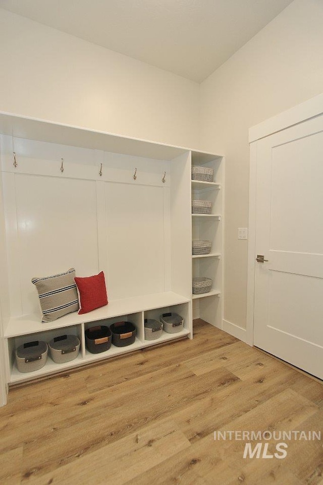 mudroom featuring light hardwood / wood-style flooring