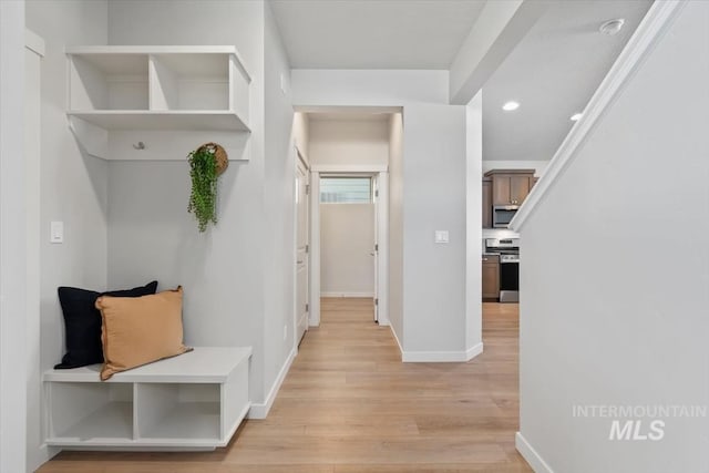 2252 E Tiger Lily Dr, Boise, ID 83716 - mudroom with light wood-style floors, recessed lighting, and baseboards