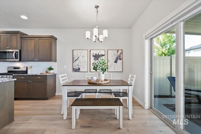 2252 E Tiger Lily Dr, Boise, ID 83716 - dining area featuring a chandelier, light wood-style flooring, baseboards, and recessed lighting