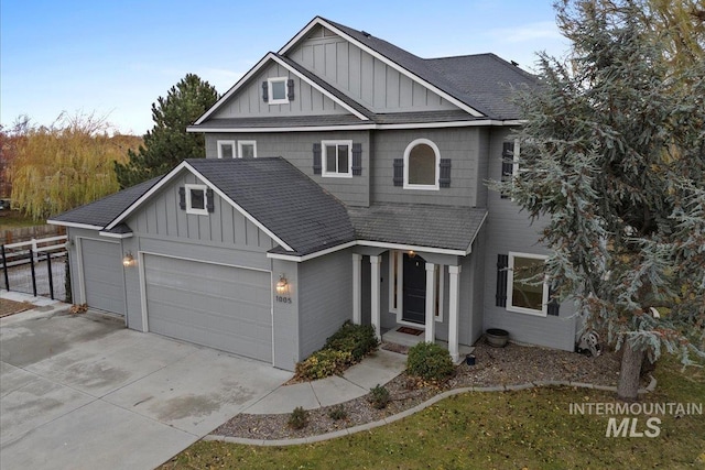 view of front of property with a garage