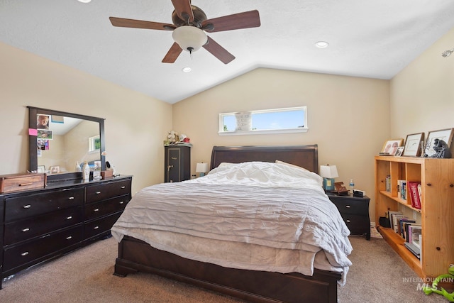 1229 N Hiltonhead Way, Eagle, ID 83616 - bedroom with light carpet, lofted ceiling, a ceiling fan, and recessed lighting