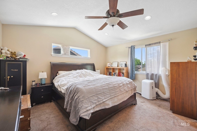 1229 N Hiltonhead Way, Eagle, ID 83616 - carpeted bedroom featuring vaulted ceiling, recessed lighting, and a ceiling fan