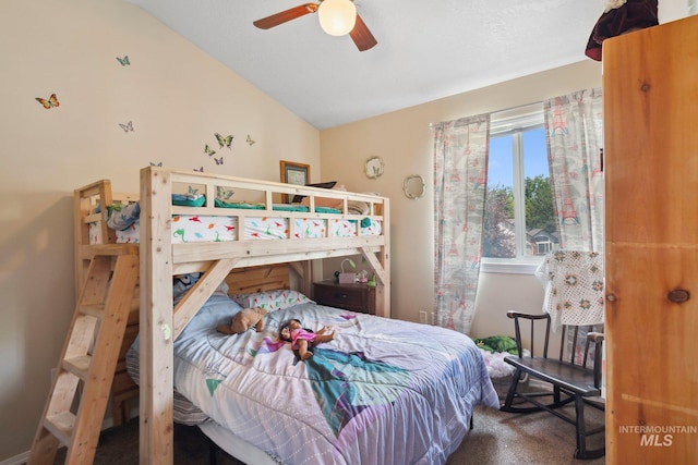 1229 N Hiltonhead Way, Eagle, ID 83616 - bedroom with lofted ceiling, carpet flooring, and ceiling fan