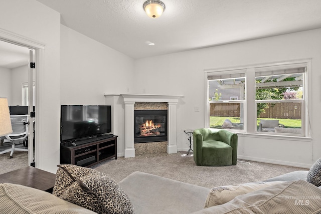4902 N Schubert Ave, Meridian, ID 83646 - carpeted living area with a glass covered fireplace and baseboards