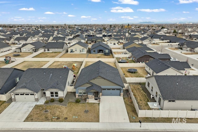 bird's eye view with a residential view