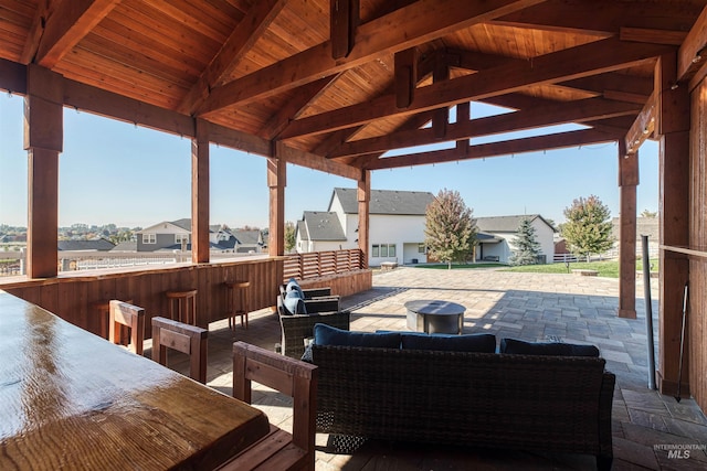 exterior space with a residential view and outdoor lounge area