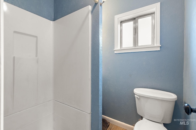 bathroom with a shower and toilet