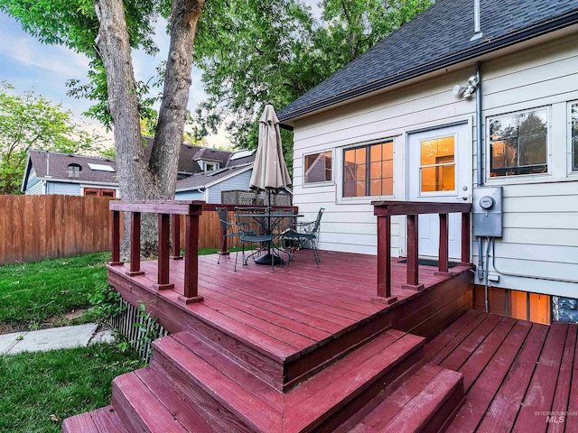 1408 N 7th St, Boise, ID 83702 - wooden terrace with outdoor dining space