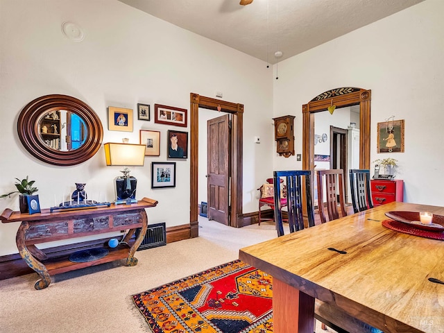 1408 N 7th St, Boise, ID 83702 - carpeted dining space featuring baseboards and ceiling fan