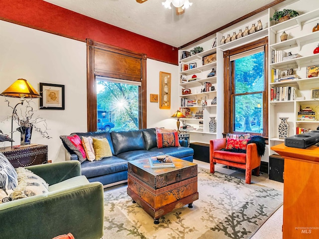 1408 N 7th St, Boise, ID 83702 - living room featuring ceiling fan and carpet