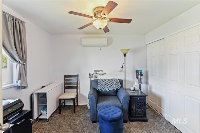 2429 Cherry St, Caldwell, ID 83605 - sitting room featuring carpet floors, ceiling fan, and a wall mounted AC