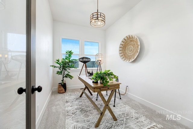 14241 N Woodpecker Ave, Boise, ID 83714 - carpeted office with baseboards and a chandelier