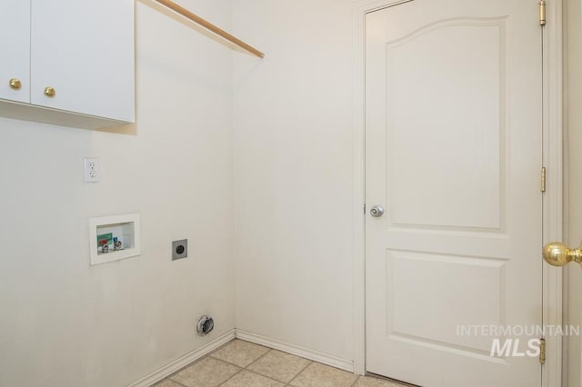 laundry room featuring cabinet space, electric dryer hookup, and washer hookup