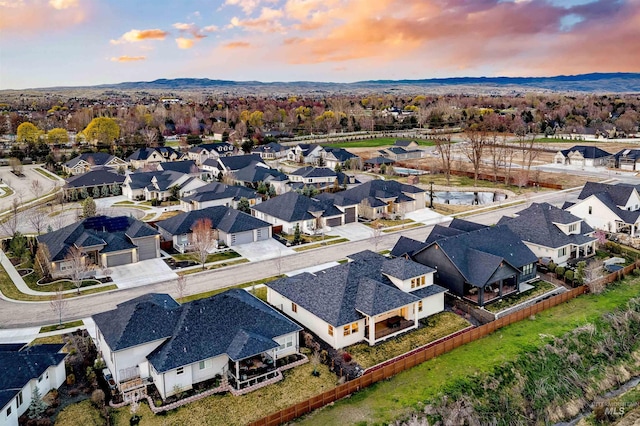 bird's eye view with a residential view