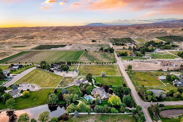 4119 N Park Ln, Eagle, ID 83616 - aerial overview of property's location featuring rural landscape and a water and mountain view
