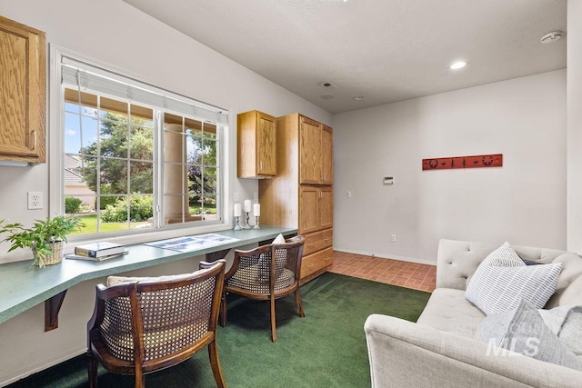 4119 N Park Ln, Eagle, ID 83616 - office area featuring built in study area and dark colored carpet