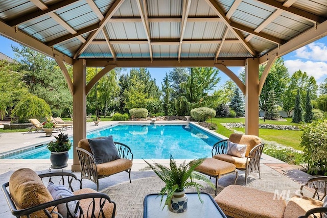 4119 N Park Ln, Eagle, ID 83616 - outdoor pool featuring a gazebo, a patio area, and view of scattered trees