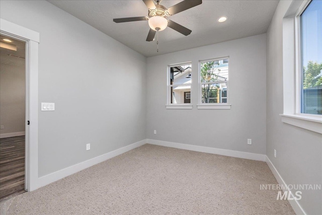 1438 N Cole Cottage Ln, Boise, ID 83704 - unfurnished room with baseboards, carpet flooring, recessed lighting, and ceiling fan