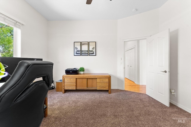 4019 E Man O War Dr, Nampa, ID 83686 - office with carpet flooring and a ceiling fan