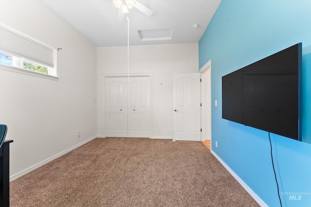 4019 E Man O War Dr, Nampa, ID 83686 - unfurnished bedroom with carpet floors, a closet, attic access, and ceiling fan