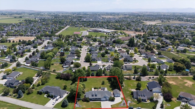 4019 E Man O War Dr, Nampa, ID 83686 - aerial perspective of suburban area with property boundaries highlighted