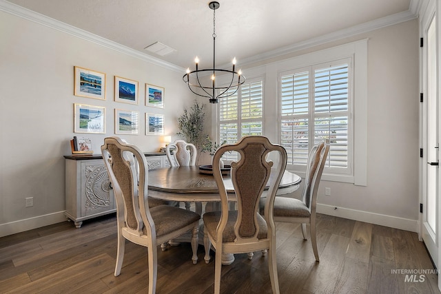 2245 N Burnam Ave, Star, ID 83669 - dining area featuring crown molding, baseboards, a chandelier, and visible vents