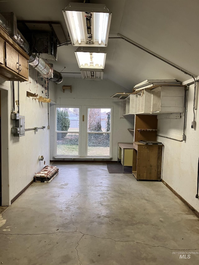 garage with baseboards