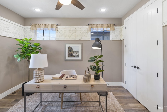 1747 N Tuscolano Ave, Eagle, ID 83616 - office with wood finished floors, ceiling fan, and recessed lighting