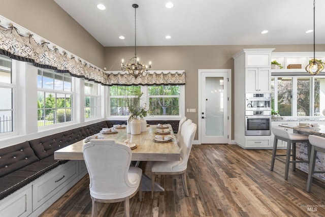 1747 N Tuscolano Ave, Eagle, ID 83616 - dining area with a chandelier, dark wood-style floors, and recessed lighting