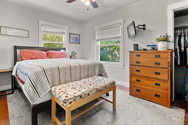 907 3rd St, Lewiston, ID 83501 - bedroom featuring a closet, wood finished floors, ceiling fan, and a spacious closet