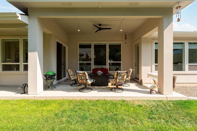 view of patio / terrace with outdoor lounge area and ceiling fan