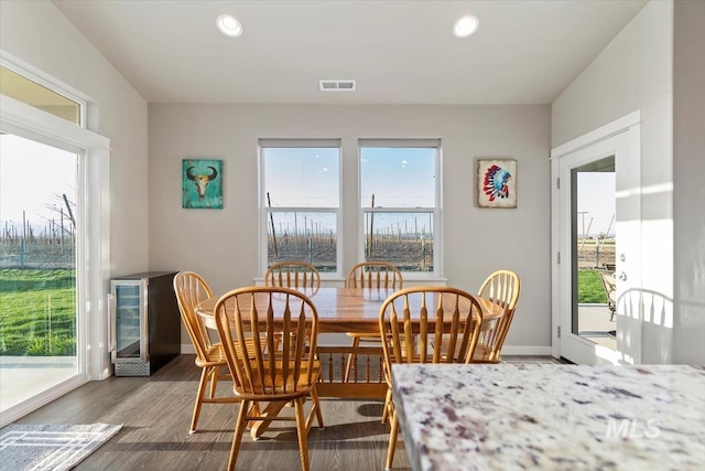 22924 Fargo Rd, Parma, ID 83660 - dining space with plenty of natural light, dark wood-type flooring, recessed lighting, and visible vents