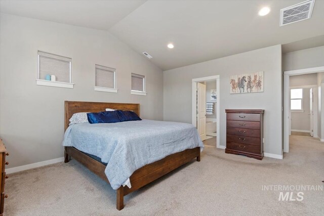 22924 Fargo Rd, Parma, ID 83660 - bedroom with baseboards, lofted ceiling, visible vents, and carpet
