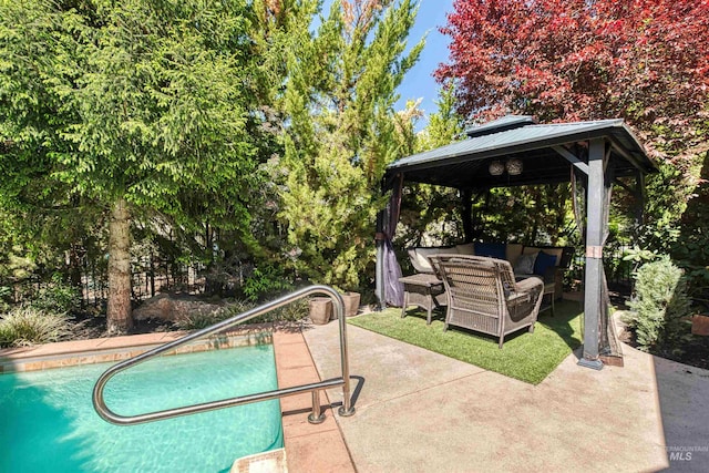 705 N Cobblestone Way, Eagle, ID 83616 - outdoor pool featuring a gazebo, a patio, and an outdoor living space