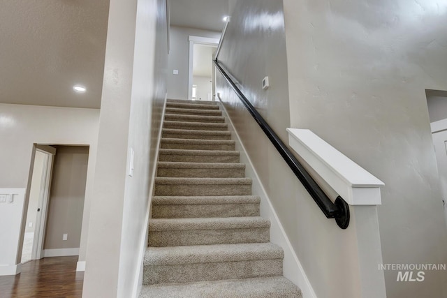 1113 W Blaine Ave, Nampa, ID 83651 - stairs featuring recessed lighting and wood finished floors