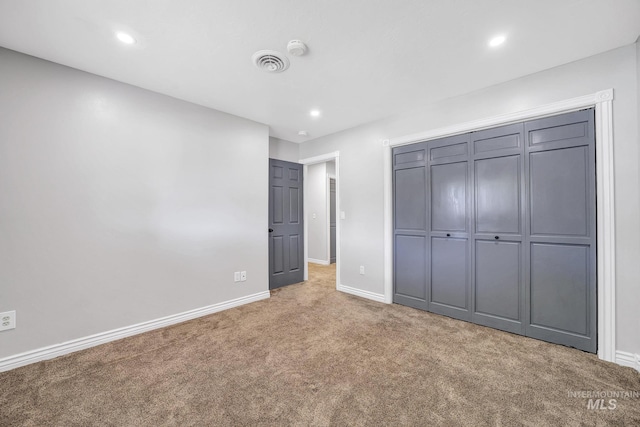 790 Academic Dr, Twin Falls, ID 83301 - unfurnished bedroom with visible vents, baseboards, recessed lighting, and carpet flooring