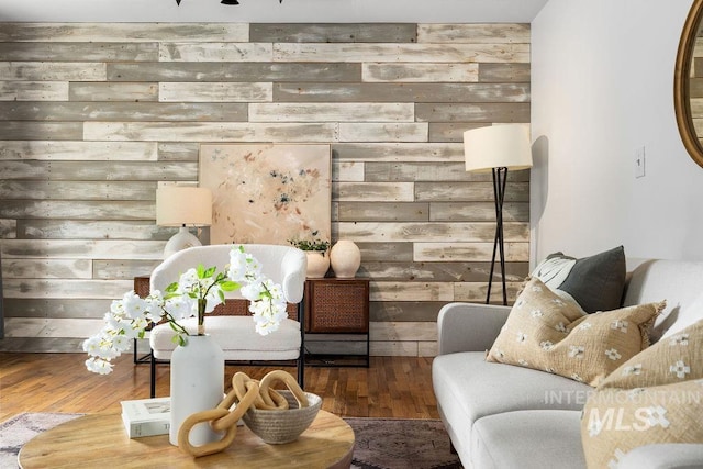 5928 W Grunder, Boise, ID 83709 - living area featuring hardwood / wood-style flooring and wood walls