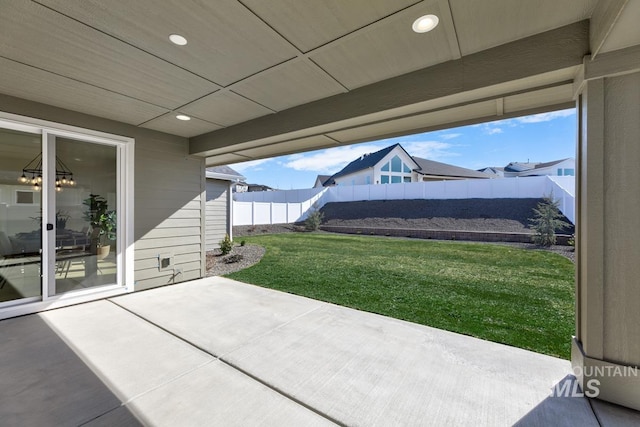 view of patio with a fenced backyard