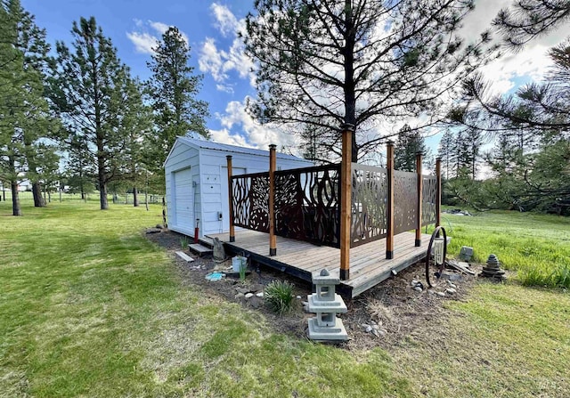 1223 Forest Rd, Winchester, ID 83555 - view of green lawn featuring an outdoor structure and a wooden deck