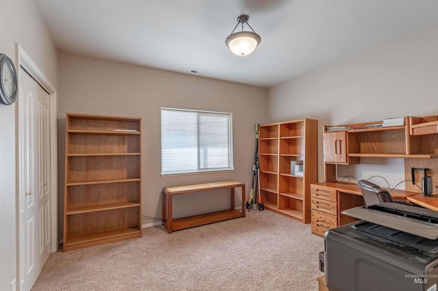 office featuring light colored carpet