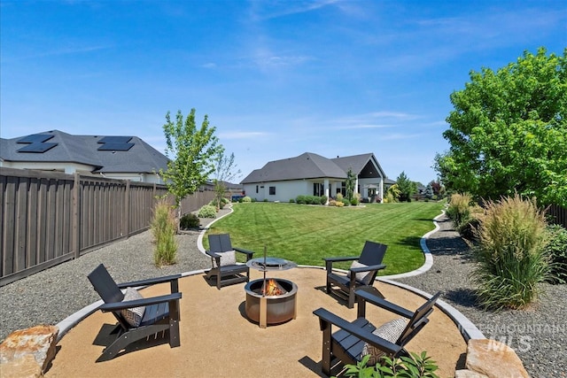 2685 N Fruniz Ave, Eagle, ID 83616 - view of patio featuring an outdoor fire pit and a residential view
