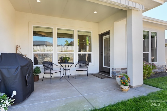 view of patio with area for grilling