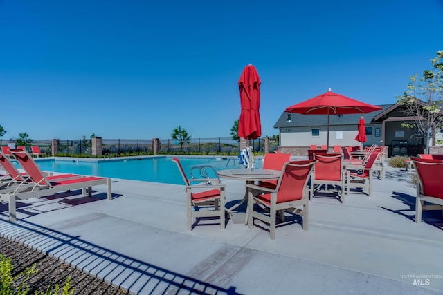 view of pool featuring a patio area