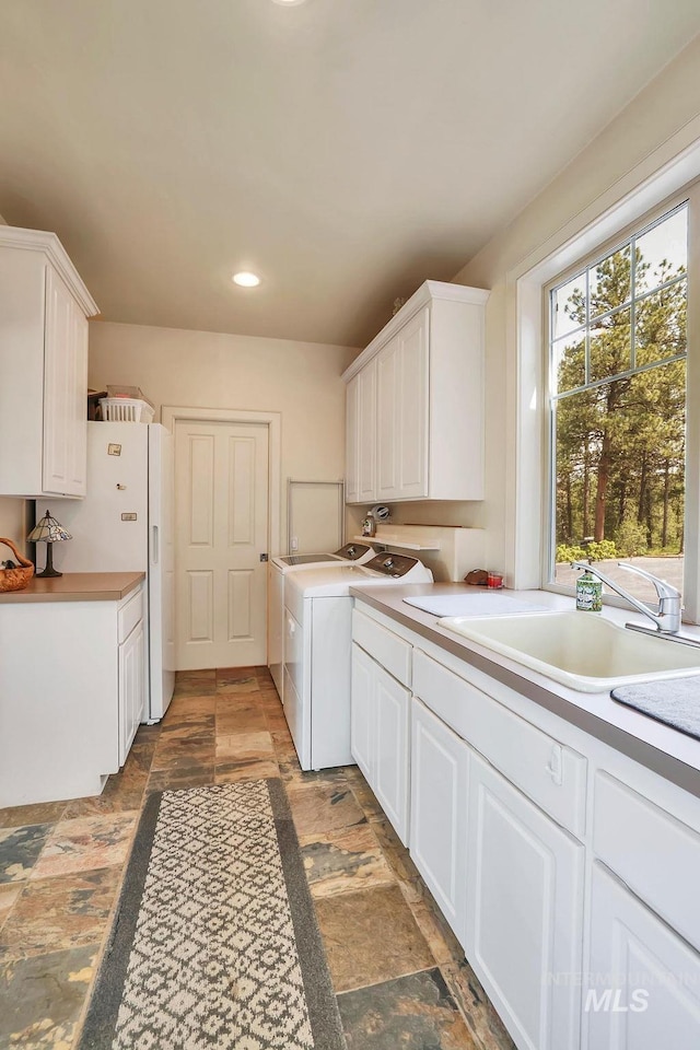 2510 Price Valley Rd, New Meadows, ID 83654 - washroom with cabinet space, stone finish floors, and recessed lighting