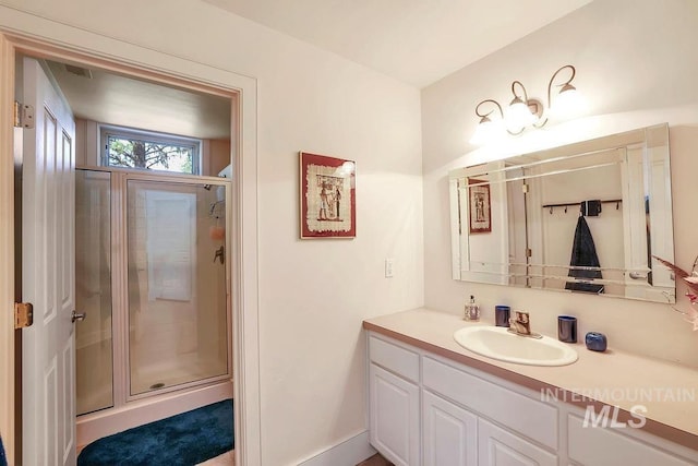 2510 Price Valley Rd, New Meadows, ID 83654 - bathroom featuring vanity and a stall shower