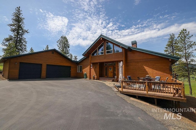 2510 Price Valley Rd, New Meadows, ID 83654 - view of front of home with a chimney and a deck