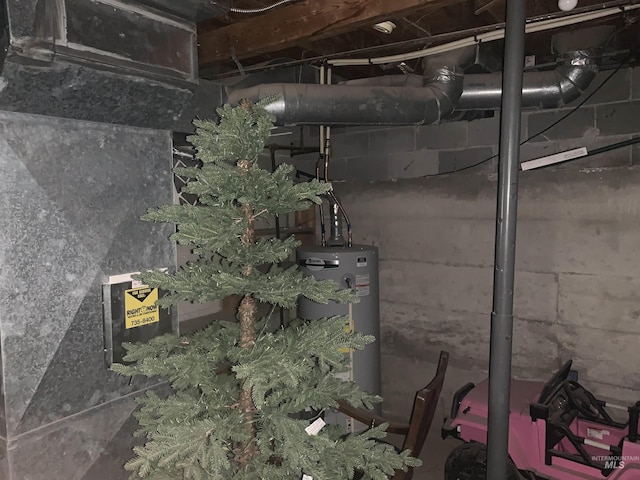 basement with water heater