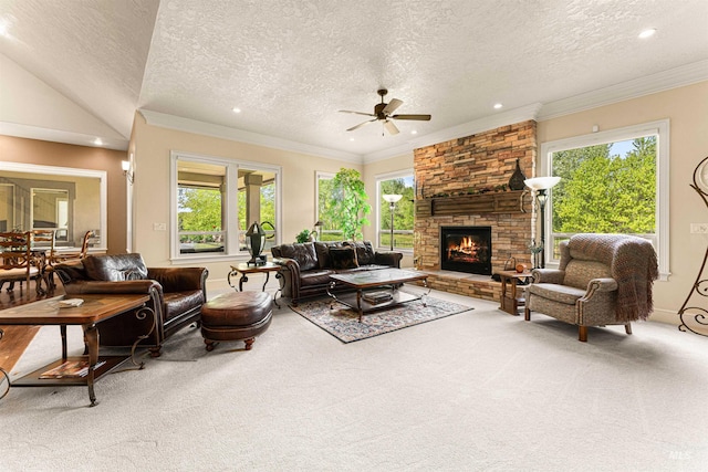 1137 N Cobblestone Way, Eagle, ID 83616 - living area with ceiling fan, carpet flooring, plenty of natural light, a textured ceiling, and recessed lighting
