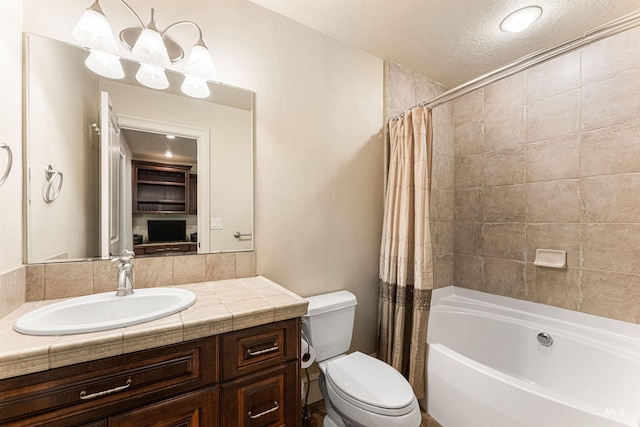 1137 N Cobblestone Way, Eagle, ID 83616 - full bath with toilet, a textured ceiling, shower / tub combo with curtain, and vanity