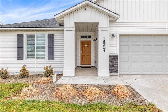 entrance to property with a garage